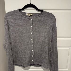 Madewell Charcoal Cardigan with White Buttons